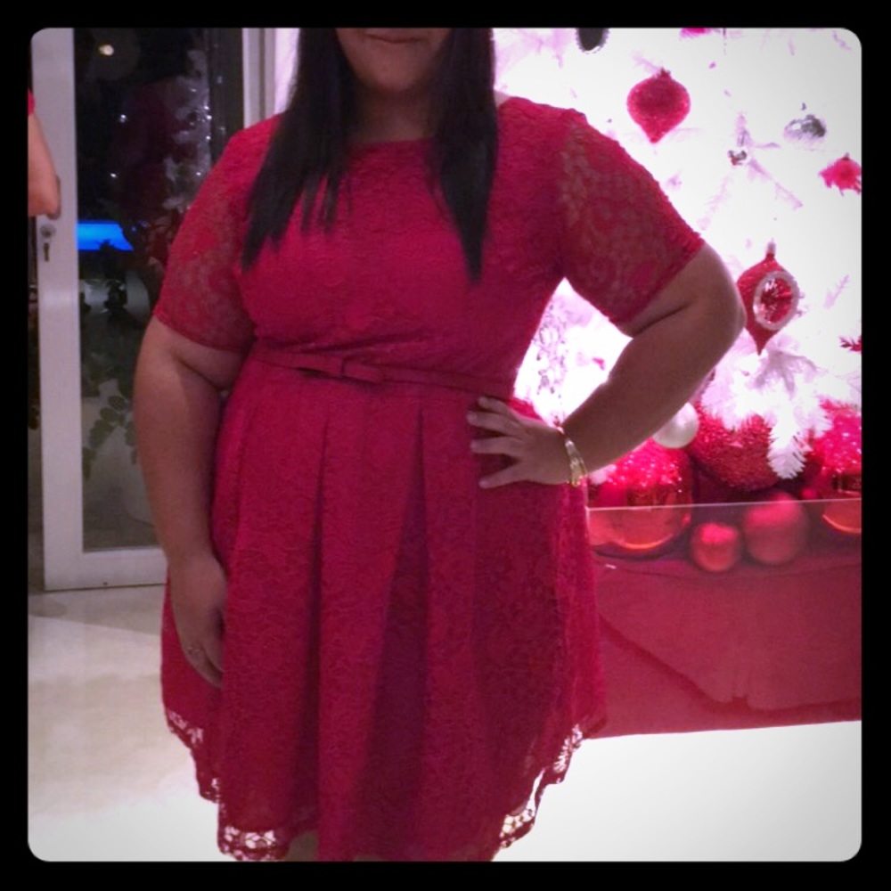 Red fit and flare holiday dress